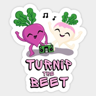 Turnip the Beet Food Pun with Boom Box Sticker